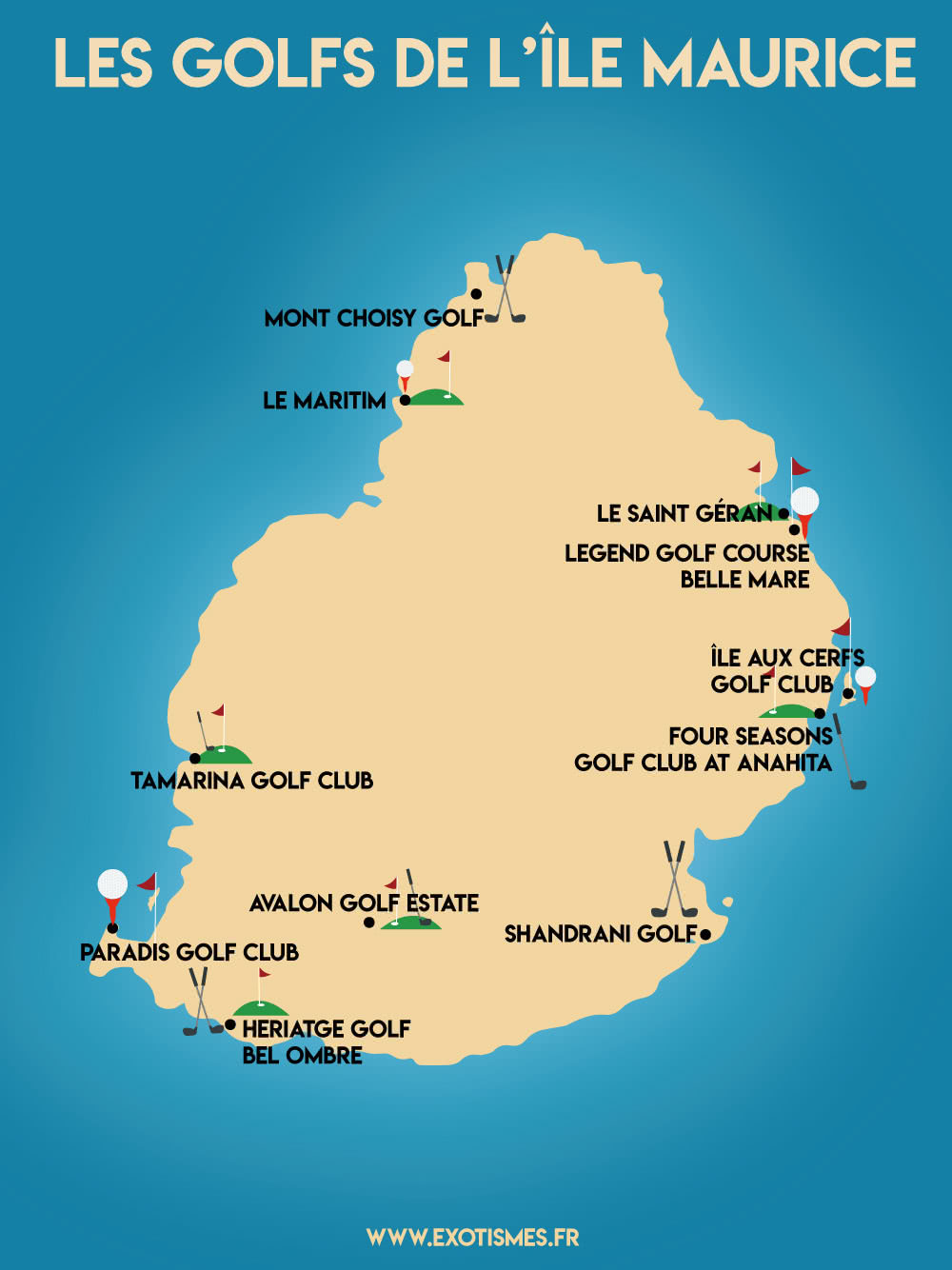 Carte Golfs Ile Maurice