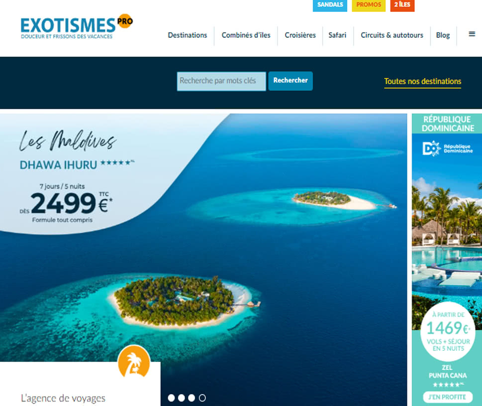 page d'acceuil du site exotismes