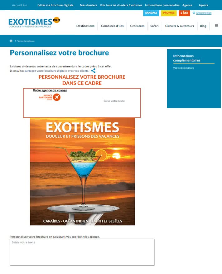 site avec brochure douceur des iles